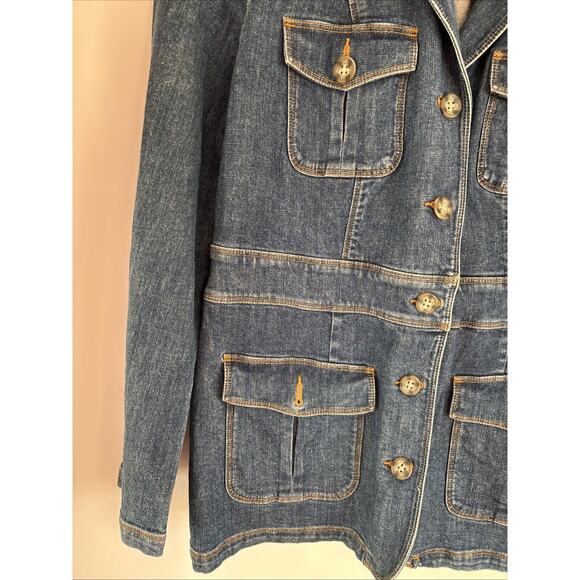 Vtg LL Bean Denim Barn Jacket Womens M Stretch DTD3 Chore Coat Casual Country - Picture 6 of 15